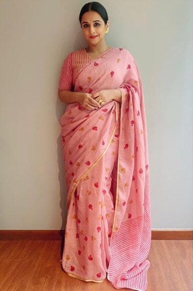 Vidya Balan Spotted in Pink Saree